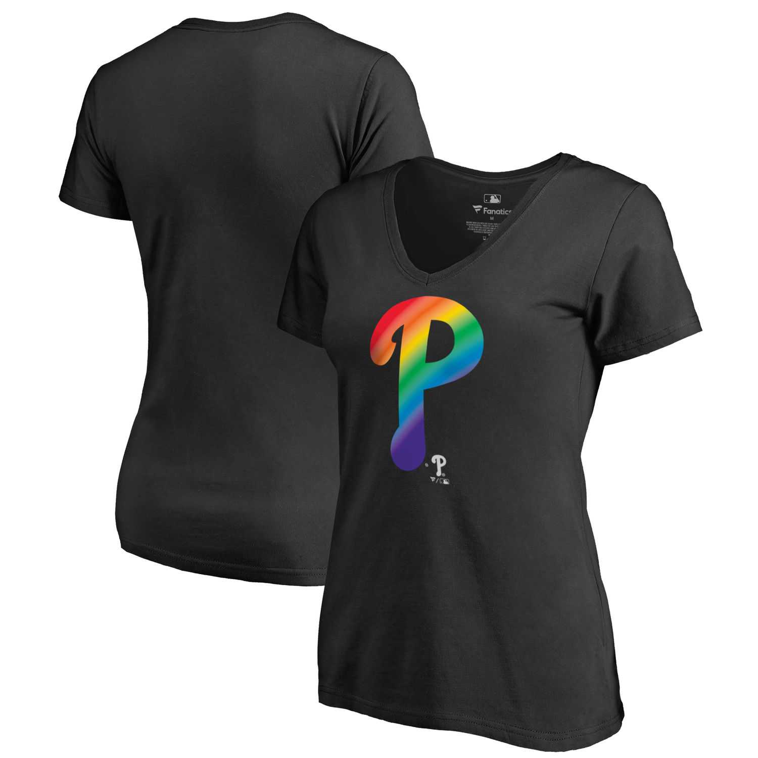 Women Philadelphia Phillies Fanatics Branded Pride Black T Shirt Fyun